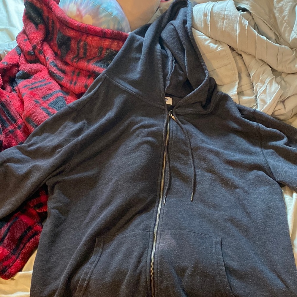 Grey zip-up sweatshirt